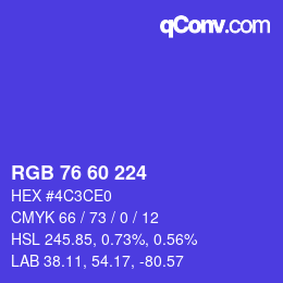 カラーコード: RGB 76 60 224 | qconv.com