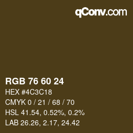カラーコード: RGB 76 60 24 | qconv.com