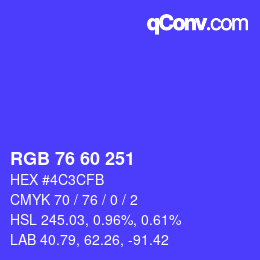 カラーコード: RGB 76 60 251 | qconv.com