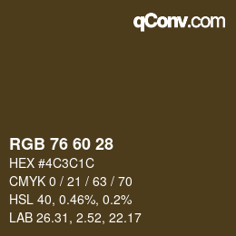 カラーコード: RGB 76 60 28 | qconv.com