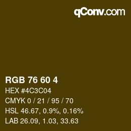 カラーコード: RGB 76 60 4 | qconv.com