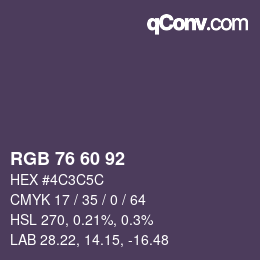 カラーコード: RGB 76 60 92 | qconv.com