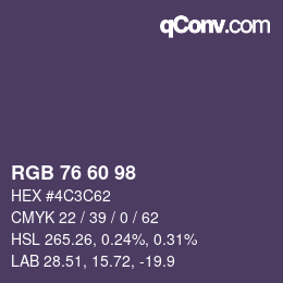 カラーコード: RGB 76 60 98 | qconv.com