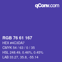 Color code: RGB 76 61 167 | qconv.com