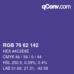 Color code: RGB 76 62 142 | qconv.com