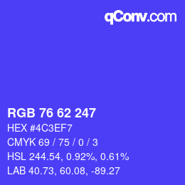 Color code: RGB 76 62 247 | qconv.com
