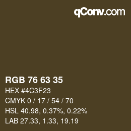 Code couleur: RGB 76 63 35 | qconv.com