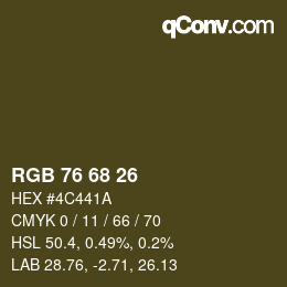 Color code: RGB 76 68 26 | qconv.com