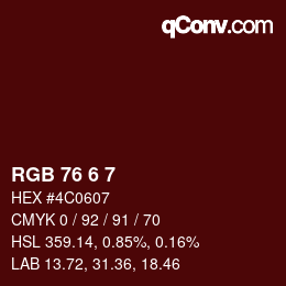 颜色代码: RGB 76 6 7 | qconv.com