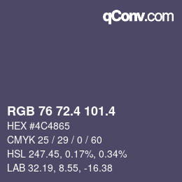 カラーコード: RGB 76 72.4 101.4 | qconv.com