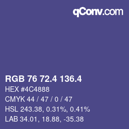 カラーコード: RGB 76 72.4 136.4 | qconv.com