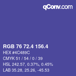カラーコード: RGB 76 72.4 156.4 | qconv.com