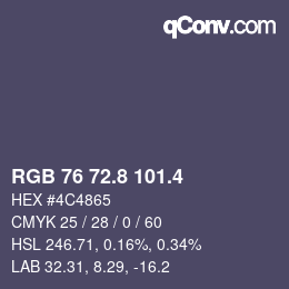 カラーコード: RGB 76 72.8 101.4 | qconv.com