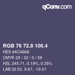 カラーコード: RGB 76 72.8 106.4 | qconv.com