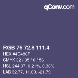 カラーコード: RGB 76 72.8 111.4 | qconv.com