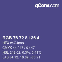 カラーコード: RGB 76 72.8 136.4 | qconv.com