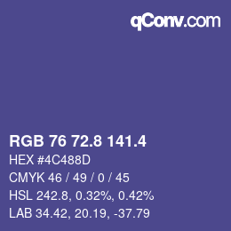 カラーコード: RGB 76 72.8 141.4 | qconv.com