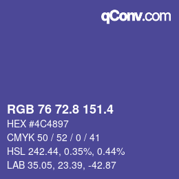 カラーコード: RGB 76 72.8 151.4 | qconv.com