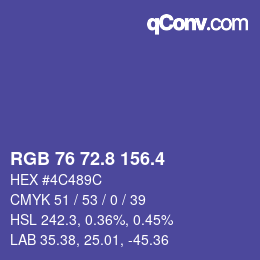 カラーコード: RGB 76 72.8 156.4 | qconv.com