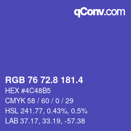 カラーコード: RGB 76 72.8 181.4 | qconv.com