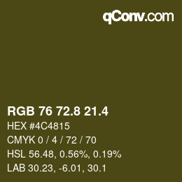 カラーコード: RGB 76 72.8 21.4 | qconv.com