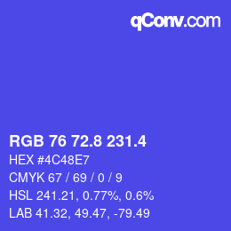 カラーコード: RGB 76 72.8 231.4 | qconv.com
