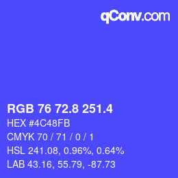 カラーコード: RGB 76 72.8 251.4 | qconv.com