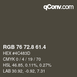 カラーコード: RGB 76 72.8 61.4 | qconv.com