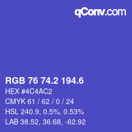 カラーコード: RGB 76 74.2 194.6 | qconv.com