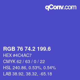 カラーコード: RGB 76 74.2 199.6 | qconv.com
