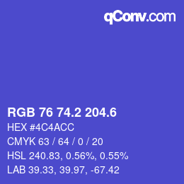 カラーコード: RGB 76 74.2 204.6 | qconv.com