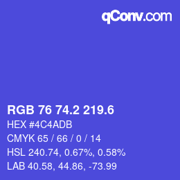 カラーコード: RGB 76 74.2 219.6 | qconv.com