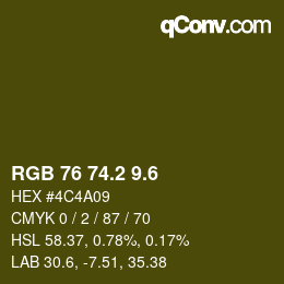 カラーコード: RGB 76 74.2 9.6 | qconv.com