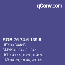 カラーコード: RGB 76 74.6 139.6 | qconv.com