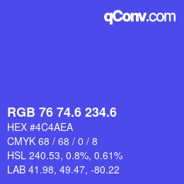 カラーコード: RGB 76 74.6 234.6 | qconv.com