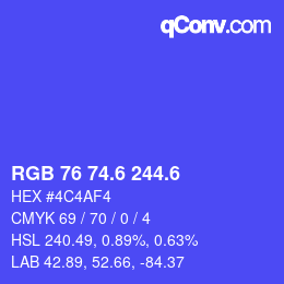 カラーコード: RGB 76 74.6 244.6 | qconv.com