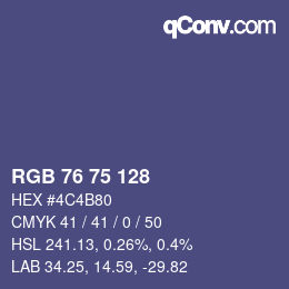 Code couleur: RGB 76 75 128 | qconv.com
