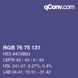 Color code: RGB 76 75 131 | qconv.com