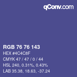 Color code: RGB 76 76 143 | qconv.com