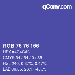 Color code: RGB 76 76 166 | qconv.com