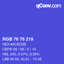 Color code: RGB 76 76 219 | qconv.com