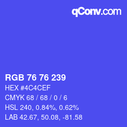 Color code: RGB 76 76 239 | qconv.com