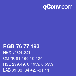 カラーコード: RGB 76 77 193 | qconv.com