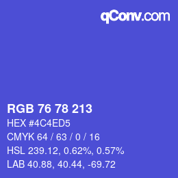 カラーコード: RGB 76 78 213 | qconv.com