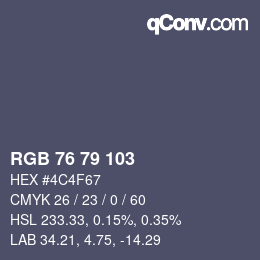 Color code: RGB 76 79 103 | qconv.com