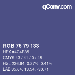 カラーコード: RGB 76 79 133 | qconv.com