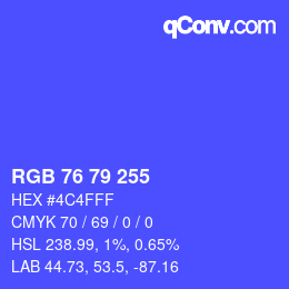 Color code: RGB 76 79 255 | qconv.com