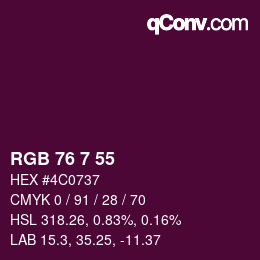 颜色代码: RGB 76 7 55 | qconv.com