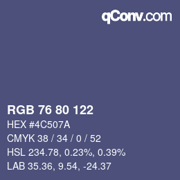 Color code: RGB 76 80 122 | qconv.com