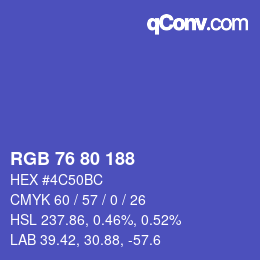 カラーコード: RGB 76 80 188 | qconv.com